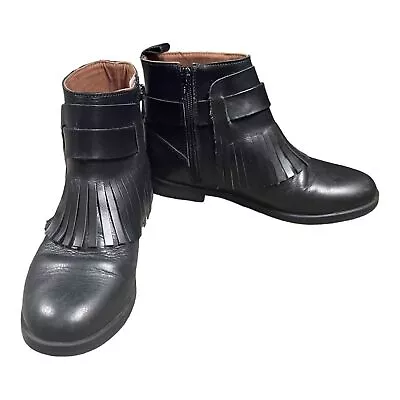 Zara Boots Women's Black 7.5 Fringed Chelsea Ankle  • $24