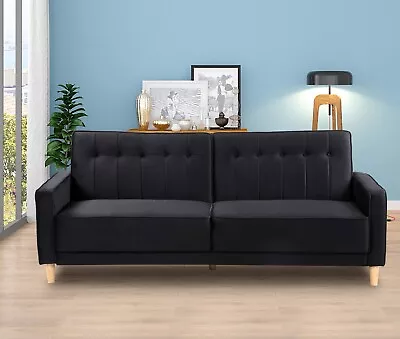 Velvet Sofa Bed 3 Seater Click Clack Living Room Recliner Couch Sofa Grey • £309.99
