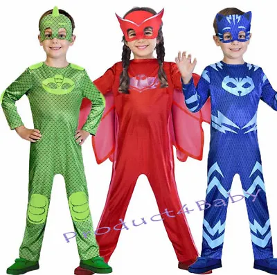 Boys Girl Kids Superhero PJ Masks Costume Cape Mask Owlette Catboy Cosplay Party • $28.76