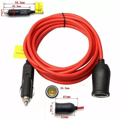 12V/24V Car Cigarette Extension Cable Lighter Lead Charger Power Socket 3.6M UK • £7.85