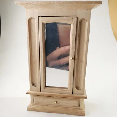 1/12 Dollhouse Miniature Plain Unpainted Closet Bedroom Cabinet Wooden Furniture • $16.79
