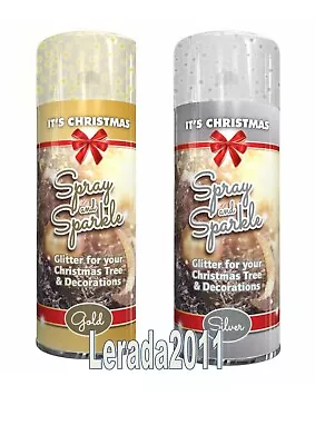 Silver Glitter Gold Glitter White Christmas Spray Decoration Cans Craft Red • £2.99