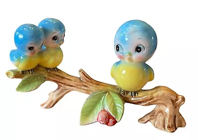 Vintage Lefton Norcrest Three Blue Birds On Branch Figurine Japan 1960’s • $149.99