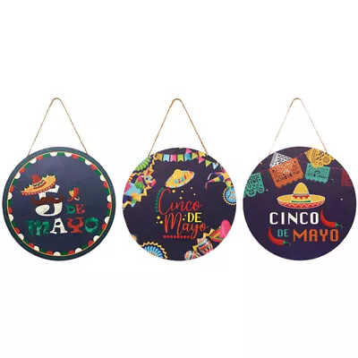 Mexican Fiesta Wood Hanging Sign Set For Taco Party & Birthday-RO • £20.75