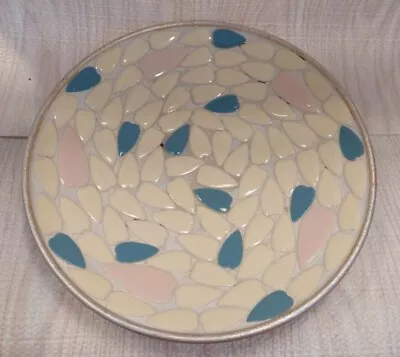 Vintage Nevco Mosaic Tiled Ceramic Plate Hand Crafted Gold Aluminum • $9.88