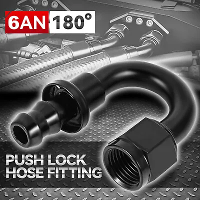 6AN To 3/8  Barb 6061-T6 180 Degree Push Lock Hose End Fitting Fuel Line Adapter • $7.89