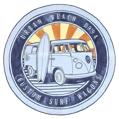 VW Campervan Surfing 100% Cotton Velour Round Beach Towel • £21.99