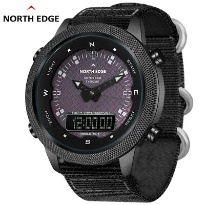 Digital Men Solar Watch Outdoor Sport Watches Compass Waterproof 50M Word Time • $114.80