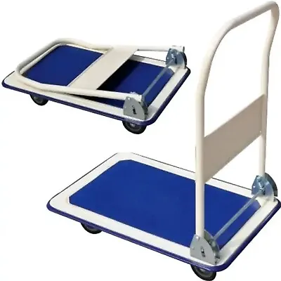 Heavy Duty 150kg Folding Platform Trolley Hand Truck Cart Sack Flat Bed Pulley • £30.95