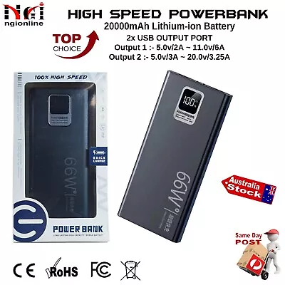 MOBILE PHONE POWER BANK 20000mAH FAST CHARGER SMARTPHONE ANDROID IPHONE BACKUP • $34.90