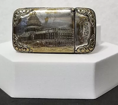 Vintage Washington D.C. Souvenir Vesta Silver Metal Match Safe Holder • $12.50