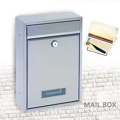 Stainless Steel Mail Letter Post Box Outdoor Wall Mounted Lockable Mailbox+2Keys • $31.35
