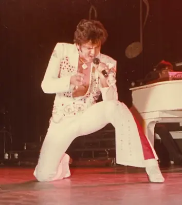 J2 Photo Handsome Elvis Presley Impersonator Lookalike 1980's Singing On Stage  • $17.50