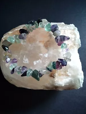 Rainbow Fluorite Gemstone Bracelet With Free Gift And Crystal Guide  • £4.49