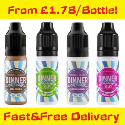 £10.45 • Buy 5x Dinner Lady Nic Salt E Liquid 50/50 VG Vape Juice - 10mg-20mg/ml - 10ml - TPD