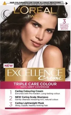 L’Oréal Age Perfect Excellence Creme Colour No3Darkest Brown 60ml (UNBOXED) • £9.39