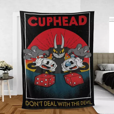 Cuphead Game Dont Deal With The Devil Fan Sherpa Fleece Blanket • $39.99