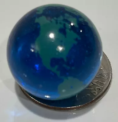 Planet Earth Blue Glass Marble Map World Globe Painted Design 7/8” Diameter • $29.99