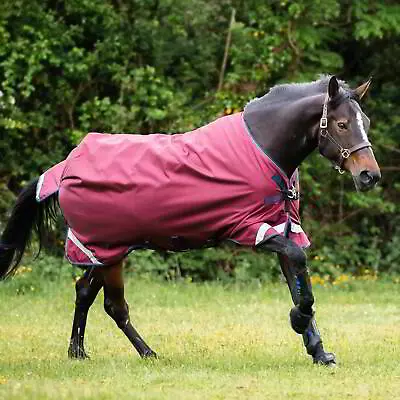 Rambo Original Lite 0g Turnout Horse Rug With Leg Arches - Burgundy/Teal • £287.95