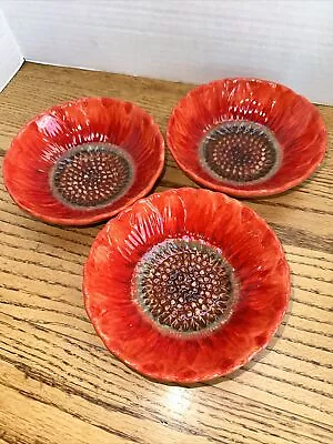 Lot Of 3 - MAXCERA SUNFLOWER FLOWER SHAPED Dish Bowls - RED 6.25”x2” Tall • $15