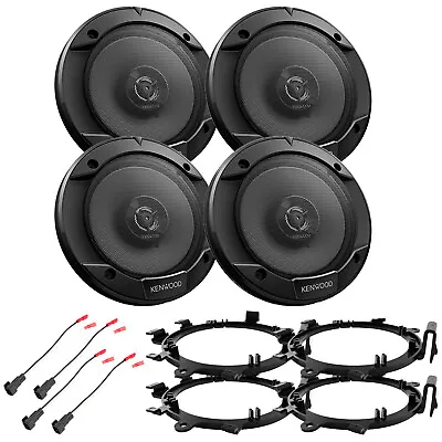 4x 6.5  2-Way 300W Peak Black Car Stereo Speakers Adapters Wire Harness • $108.49