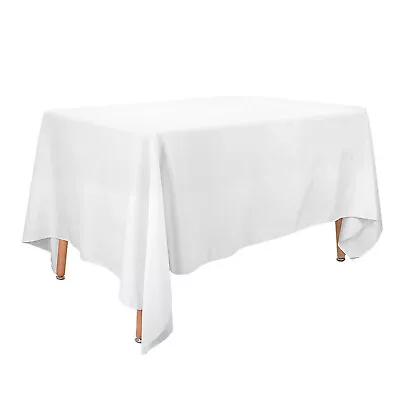 70/90in Round Rectangle White Tablecloth Washable Wedding Polyester Table Cover • $339.90