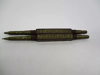 Pair Of Vintage Wooden And Brass Inlaid Pens • $19.99