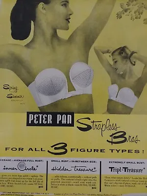 1952 Peter Pan Strapless Bras Print Ad Vintage Life Magazine Advertisement • $16.99