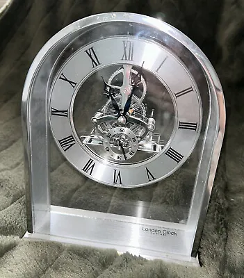 London Clock Company  Chrome Finish & Glass Quartz Battery Mantel Clock • £49.99