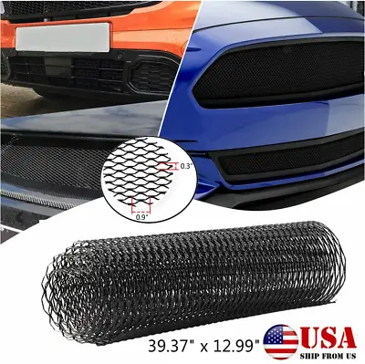 1X Universal Car Black Grille Mesh Net Sheet Aluminum Auto Grill Cover 40''x13'' • $18.13