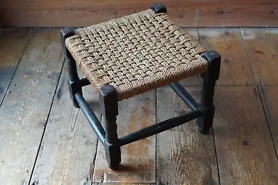 £25 • Buy Vintage Woven Wicker Stool Footstool Mid Century
