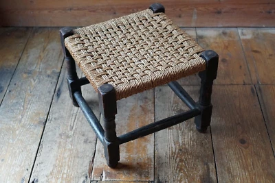 £25 • Buy Vintage Woven Wicker Stool Footstool Mid Century