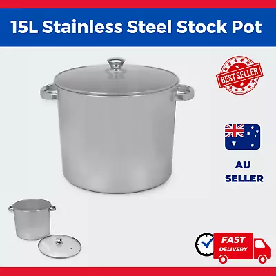 15L Cookware Stock Pot Large Stainless Steel Cooking Sauce Kettle Stock Soup Pot • $25.86