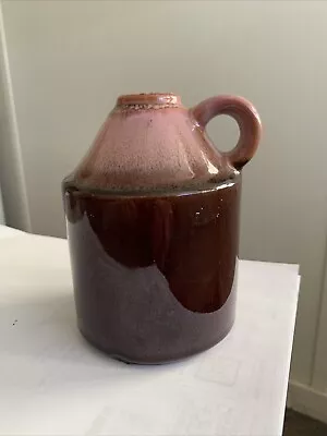 Vintage Pink Brown 5” Tall Ceramic Moonshine Jug Decorative Pottery • $10