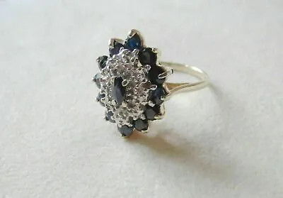 Vintage 1.50Ct Sapphire Lab Created Cocktail Cluster Ring 14k Yellow Gold Plated • $87.02