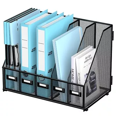 Desk Organizers Metal Desk Magazine File Holder With 5 Vertical Compartments ... • $35.32
