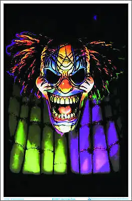 Evil Clown Face Blacklight Poster - Flocked - 23  X 35  • $14.49