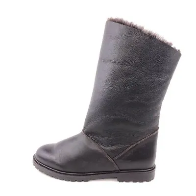 La Canadienne Mid Calf Winter Boots Womens Size 8.5M Brown Leather Sheepskin • $120