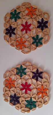 Set Of 2 Retro Wooden Beaded Place Mats/ Pot Holders • $10