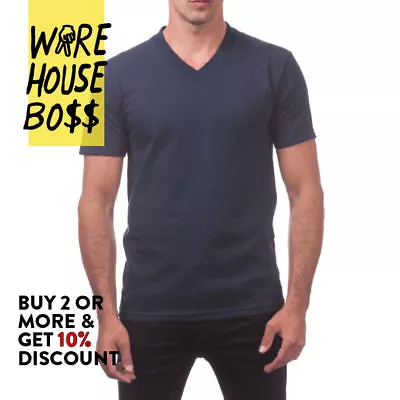 $10.50 • Buy Proclub Pro Club Mens Plain V Neck Short Sleeve T Shirt Casual Cotton Tee Active