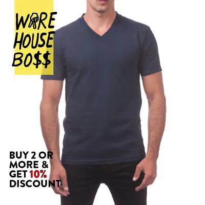 Proclub Pro Club Mens Plain V Neck Short Sleeve T Shirt Casual Cotton Tee Active • $8.95