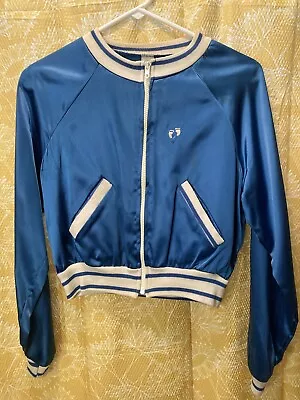 Vintage 1970s Blue Satin Hang Ten Jacket - Young Ladies Junior Size Small RARE • $50