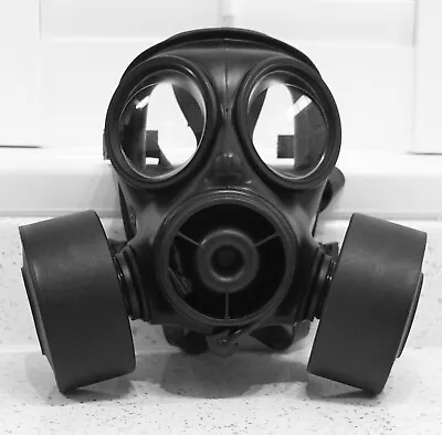 Rare Twin Filter British S10 Respirator Rubber Gas Mask Size 2 Large • £139