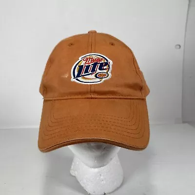 Miller Lite Beer Hat Adjustable Strap Back Baseball Cap Orange ACME Distressed * • $8.99