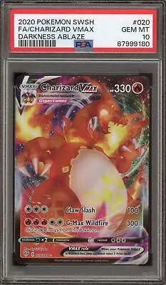 Pokemon Charizard VMAX Darkness Ablaze Full Art #020 PSA 10 Gem Mint • $41