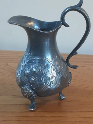 £10 • Buy Antique Embossed Victorian Pewter Cream Jug 