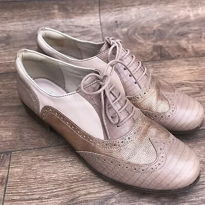 £30 • Buy Size Uk 7 D Clarks Hamble Oak Taupe Croc Leather Metallic Lace Up Brogue Shoes