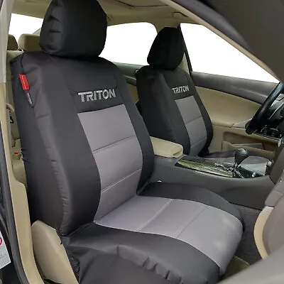 $109.99 • Buy Canvas Seat Covers For Mitsubishi Triton Dual Cab MQ MR ML MN Black Grey Front