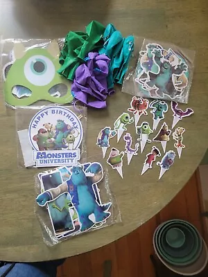 Monsters Inc University Birthday Party Decorations MEGA LOT Balloons Cake Banner • $33.03