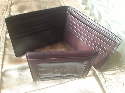 BOSCA Executive Wallet Dark Brown Old Leather Washed 8 Pocket Plus 3 Deluxe • $95